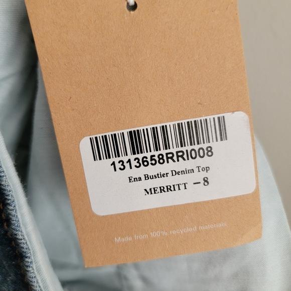 Reformation Ena Bustier Denim Top in Merritt size 8 NWT - Picture 8 of 10